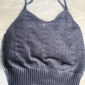 Unsubscribed Knit Crop Top Navy Tank Top Bralette Textured Size S